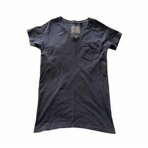 Skargorn Wmn’s L Black #60 V Neck T-Shirt Dressd Grunge Punk Rock Minimalist Art